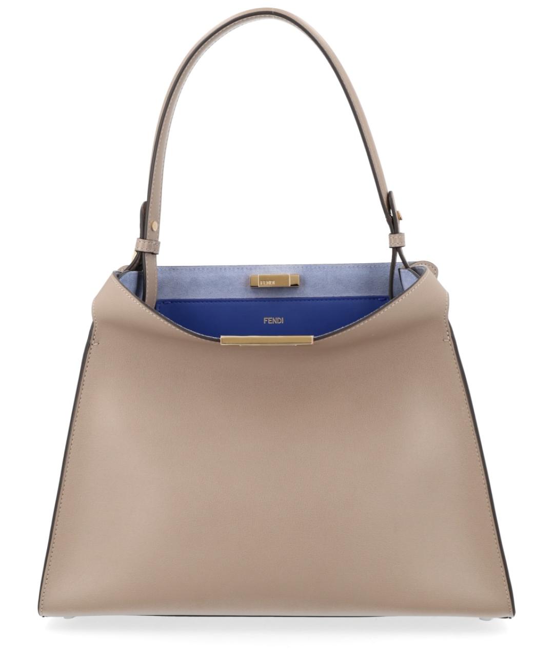 FENDI Бежевая кожаная сумка тоут, фото 1