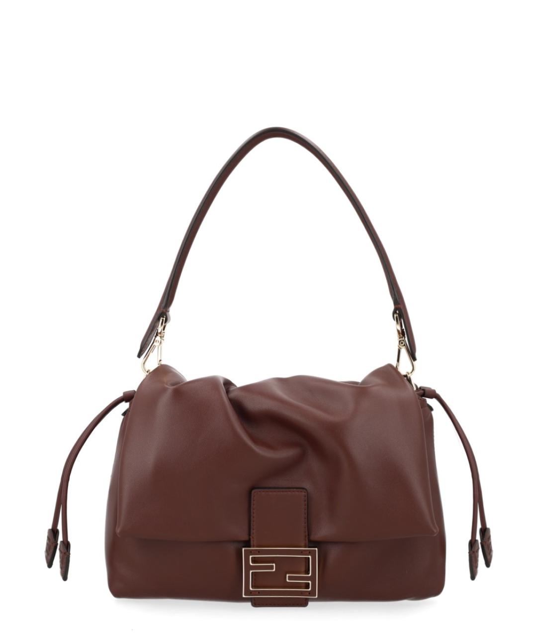 FENDI Коричневая кожаная сумка через плечо, фото 1