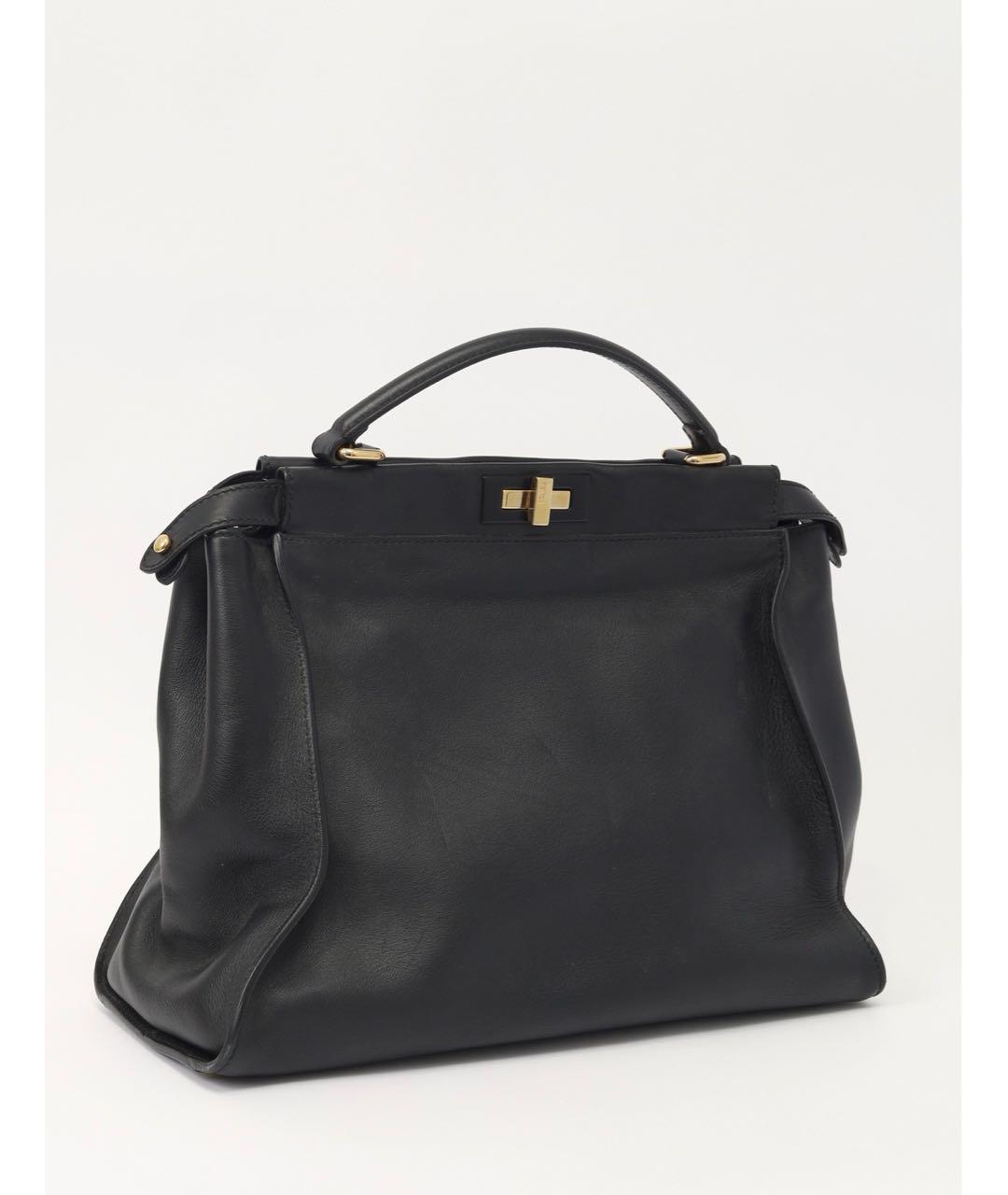 FENDI Черная кожаная сумка с короткими ручками, фото 2