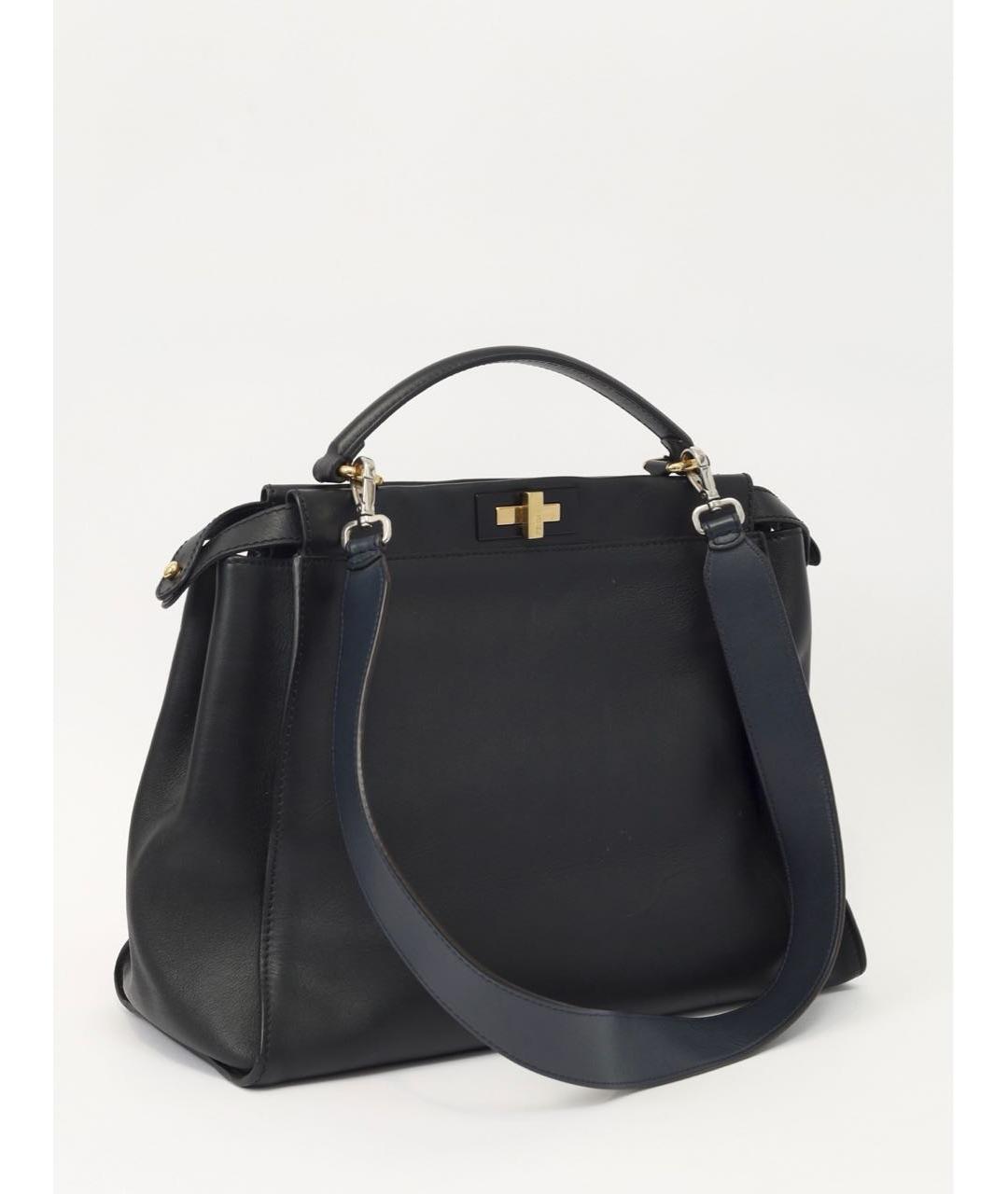 FENDI Черная кожаная сумка с короткими ручками, фото 3