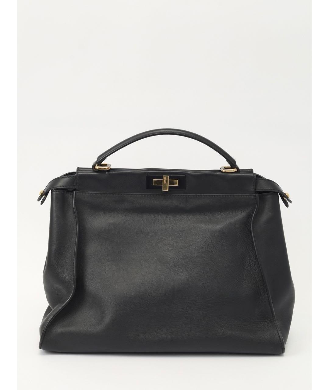 FENDI Черная кожаная сумка с короткими ручками, фото 8