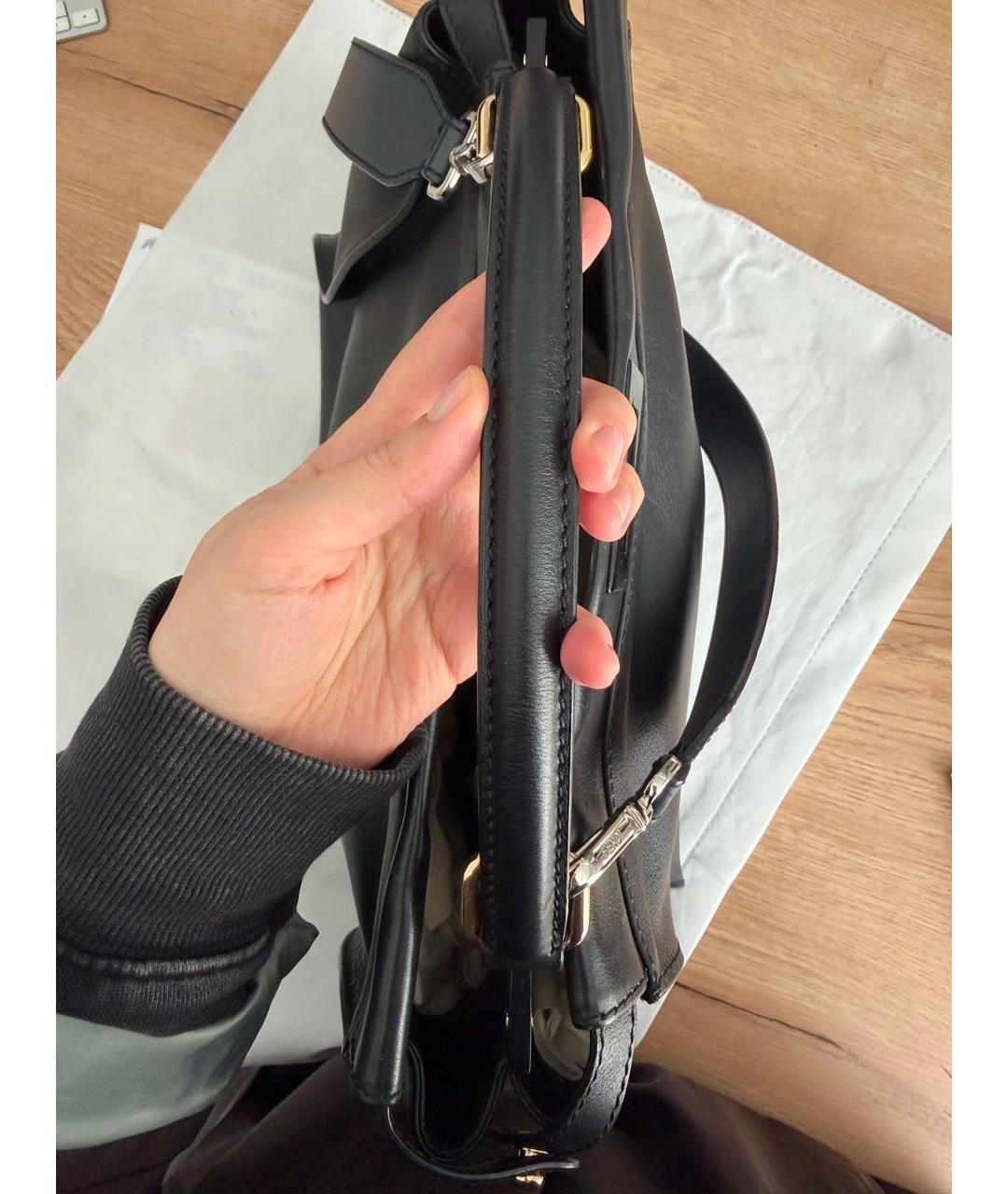 FENDI Черная кожаная сумка с короткими ручками, фото 6