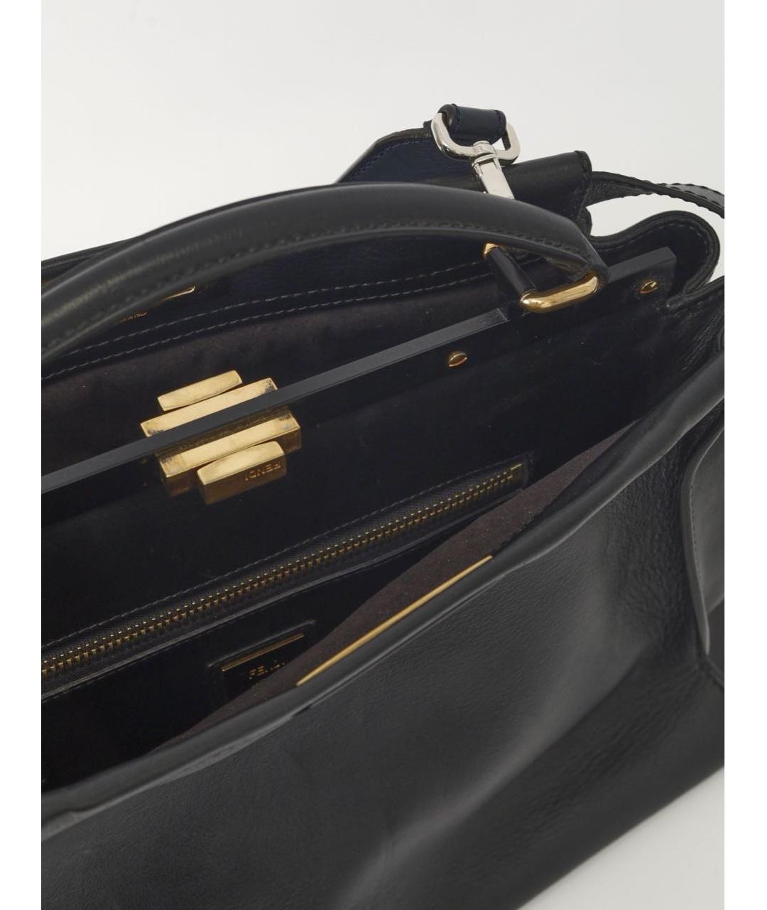 FENDI Черная кожаная сумка с короткими ручками, фото 4