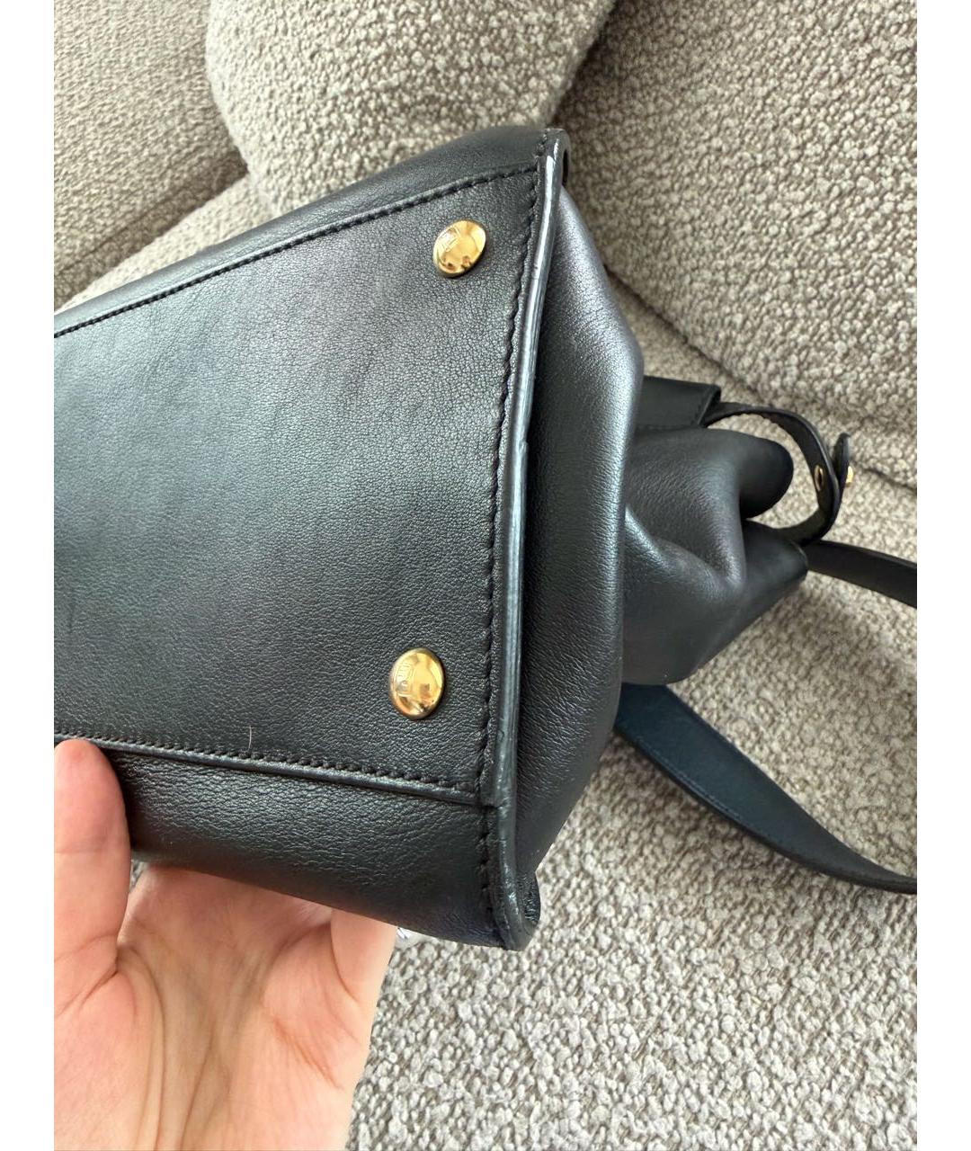 FENDI Черная кожаная сумка с короткими ручками, фото 7