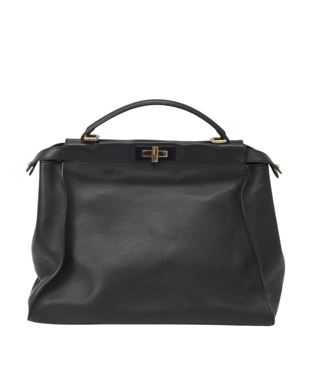 FENDI Черная кожаная сумка с короткими ручками, фото 1