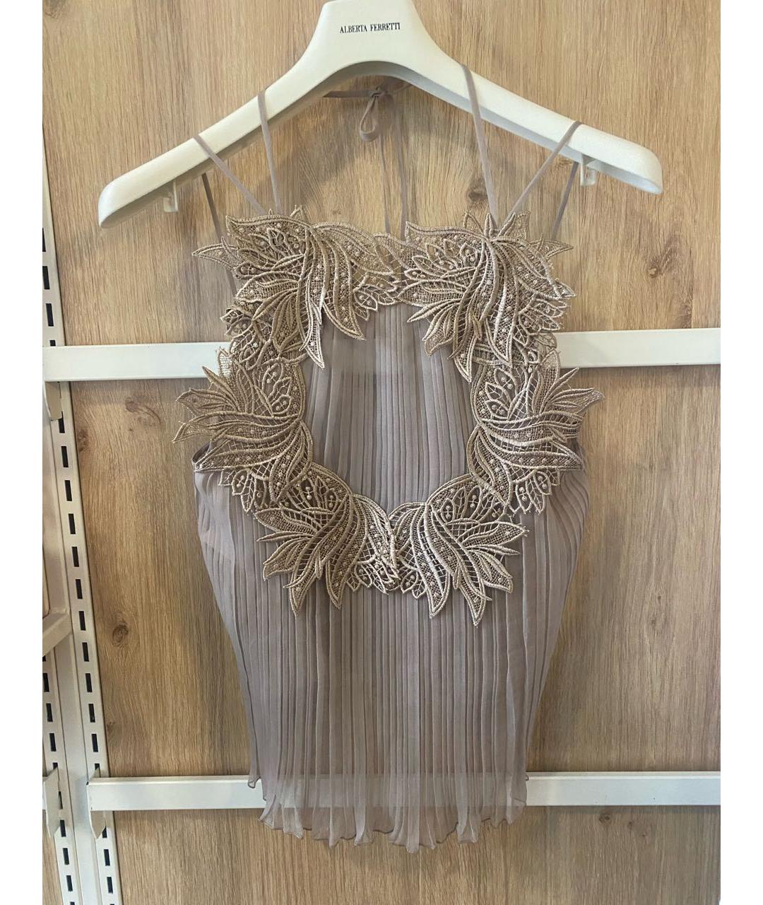 ALBERTA FERRETTI Серая шелковая блузы, фото 5