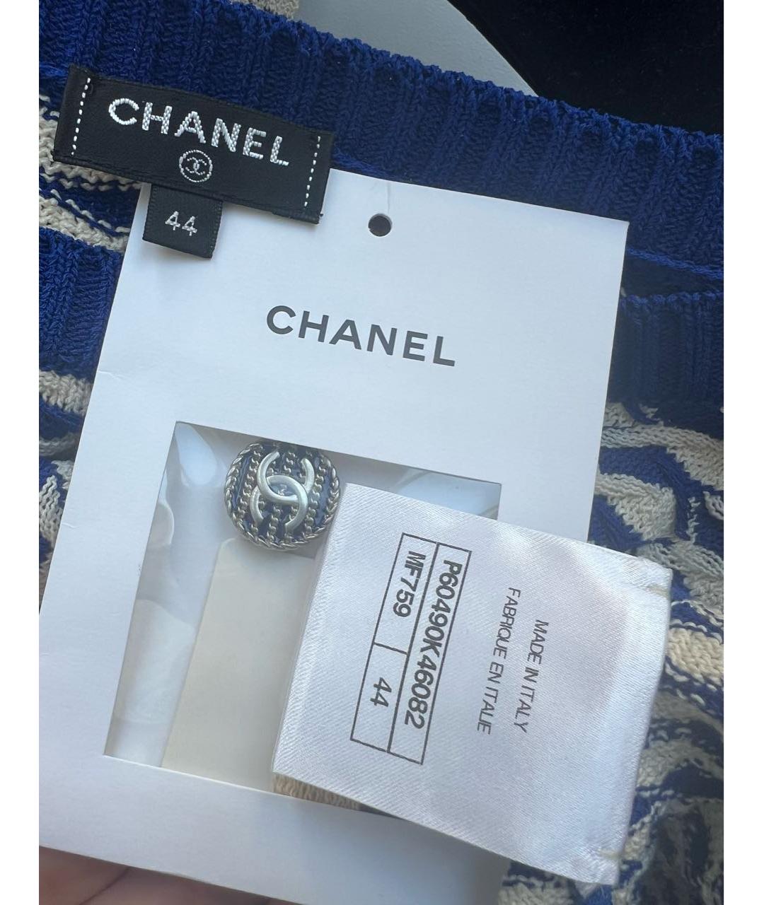 CHANEL Синее хлопковое платье, фото 7