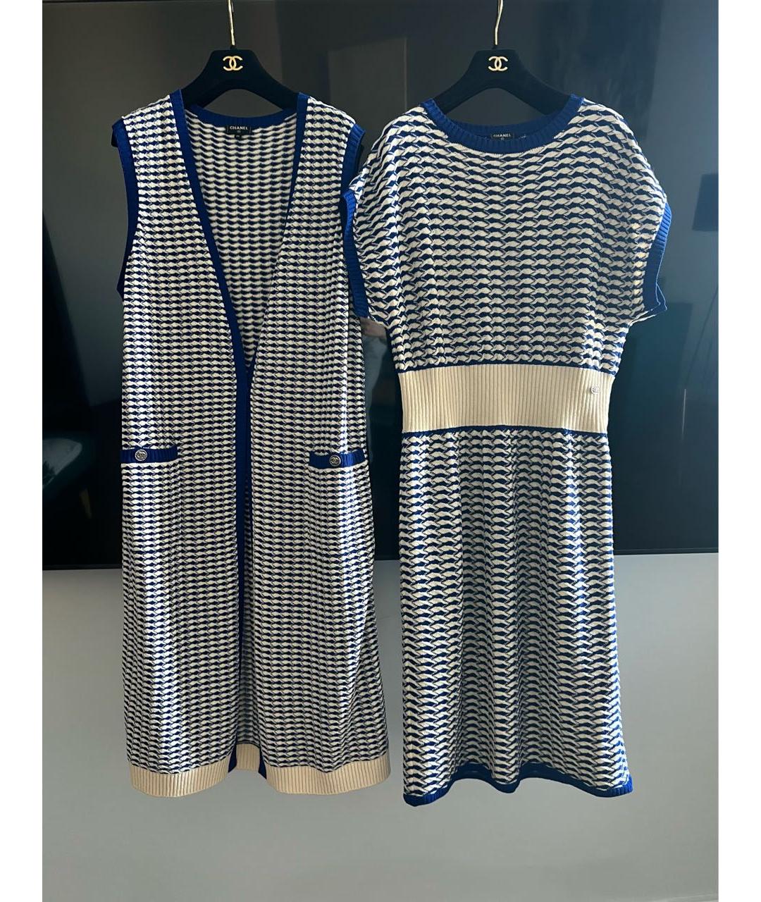 CHANEL Синее хлопковое платье, фото 8