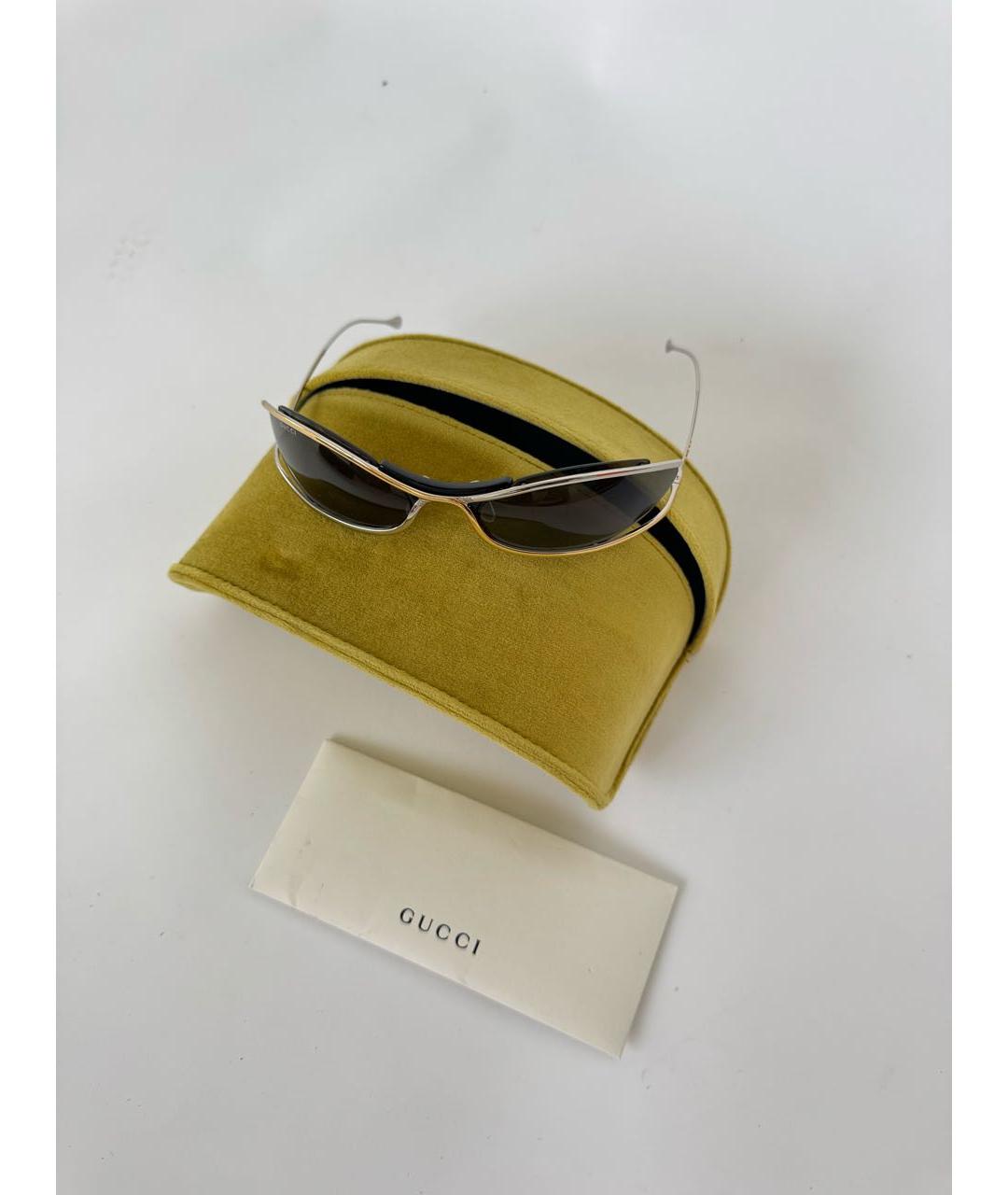 GUCCI Золотые металлические солнцезащитные очки, фото 2