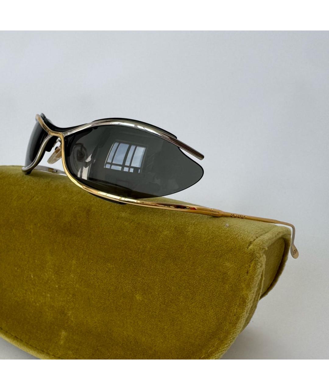 GUCCI Золотые металлические солнцезащитные очки, фото 4