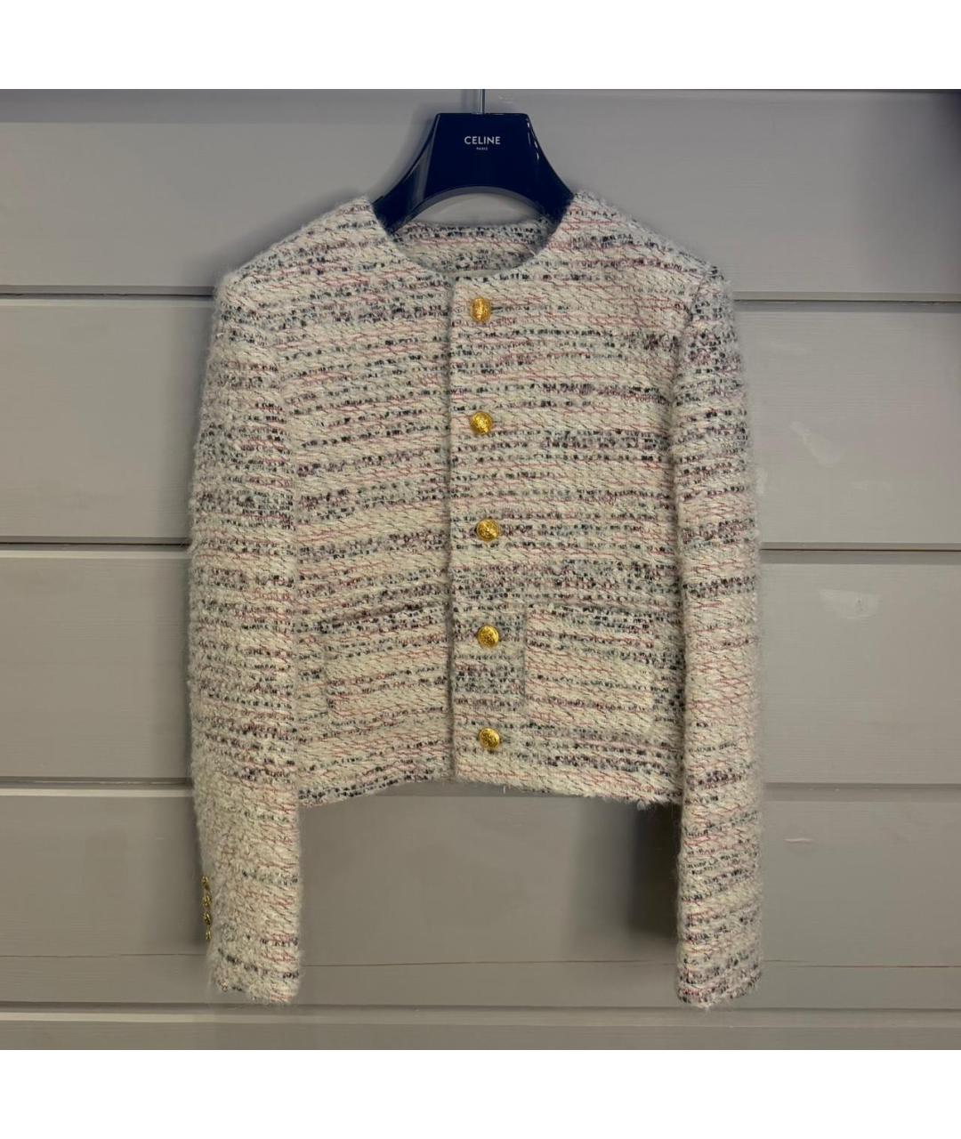 CELINE Бежевый шерстяной жакет/пиджак, фото 6
