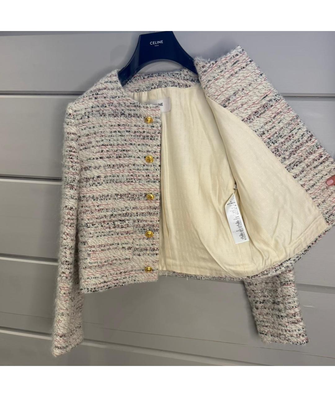 CELINE Бежевый шерстяной жакет/пиджак, фото 4