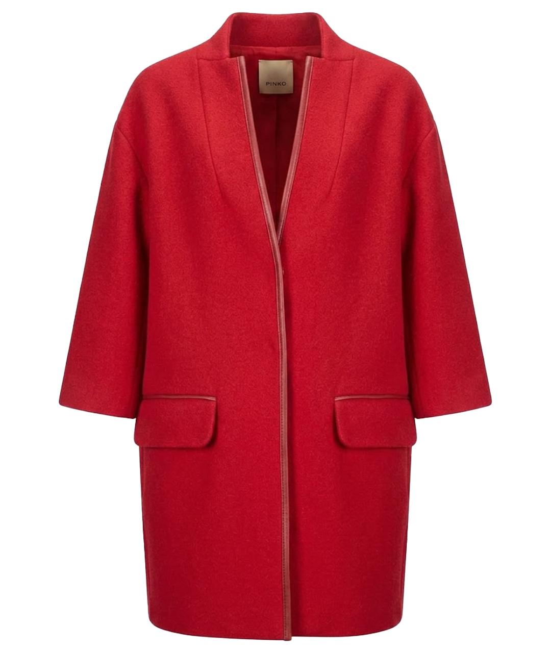 PINKO Бордовое шерстяное пальто, фото 1