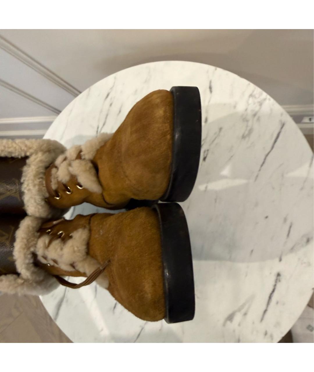 LOUIS VUITTON Коричневые замшевые ботинки, фото 6