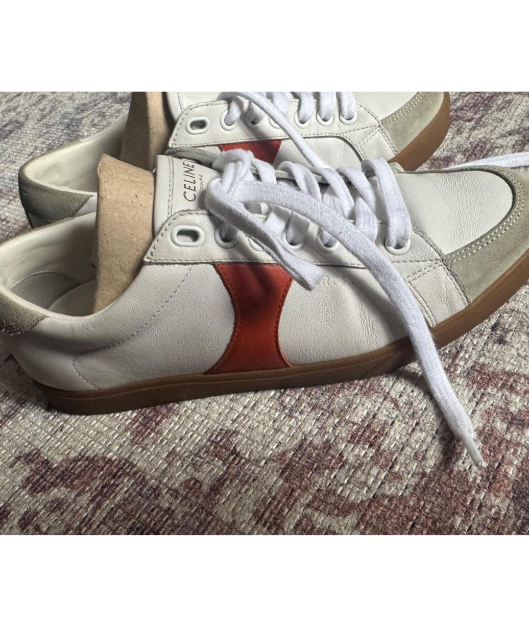 CELINE Белые кожаные кеды, фото 2