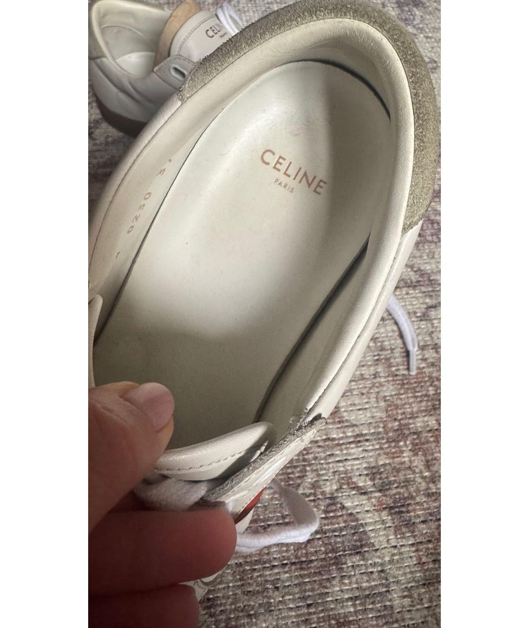 CELINE Белые кожаные кеды, фото 4