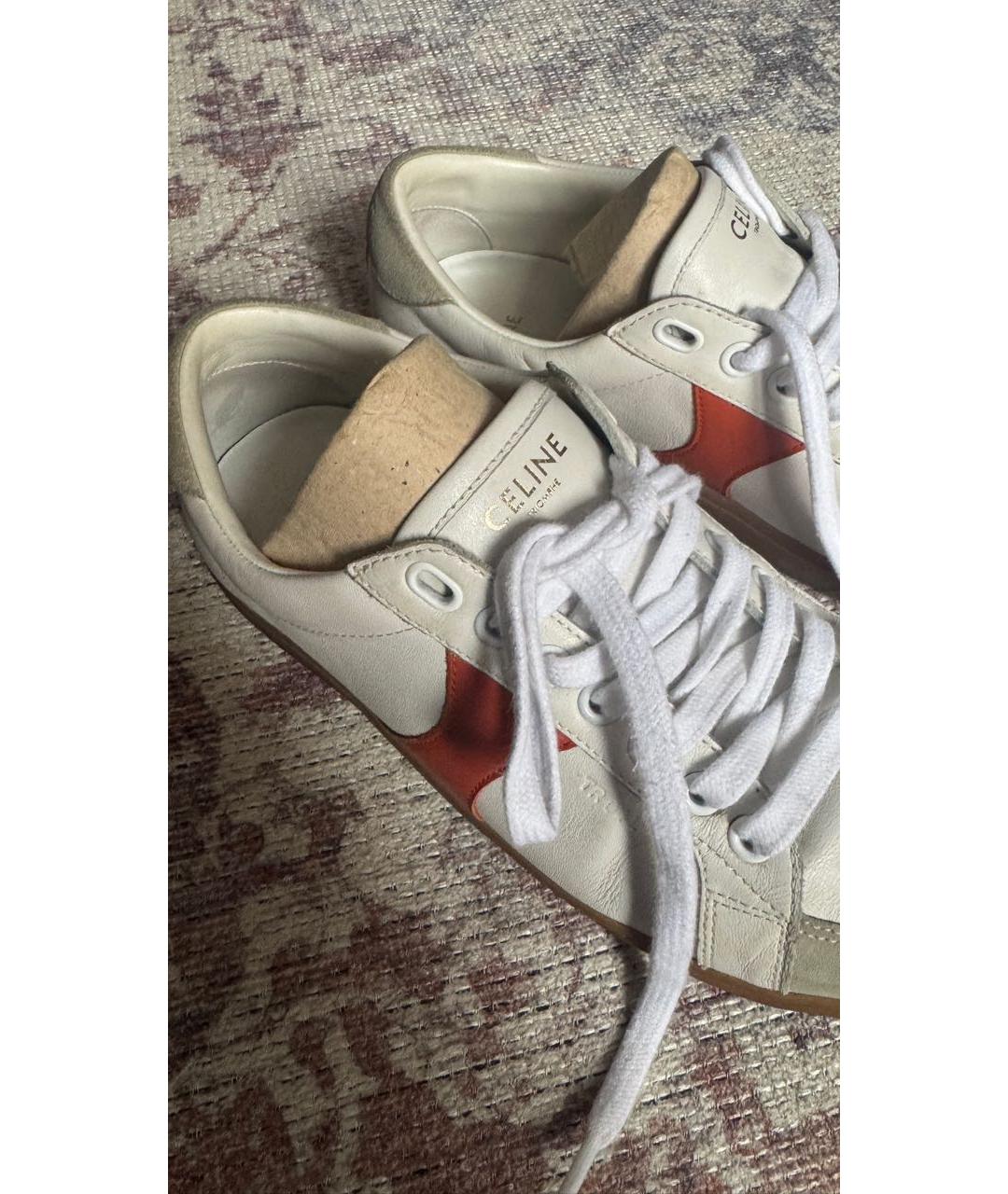 CELINE Белые кожаные кеды, фото 3
