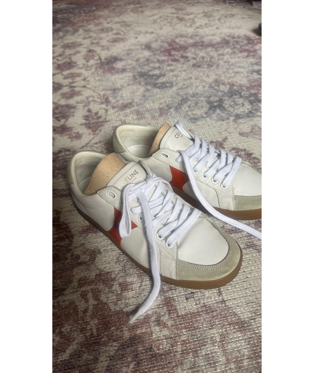 CELINE Белые кожаные кеды, фото 6