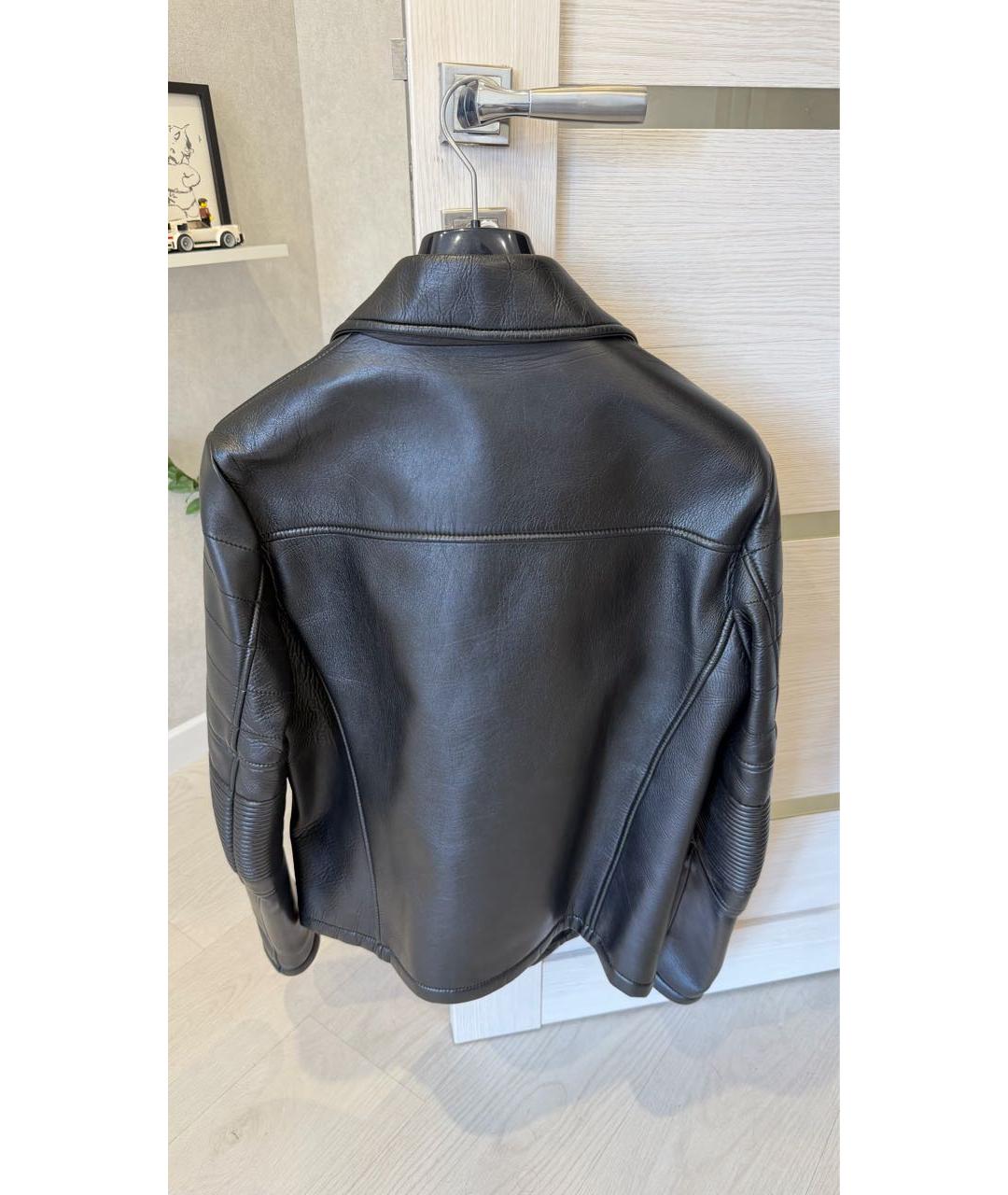 EMPORIO ARMANI Черная кожаная куртка, фото 2