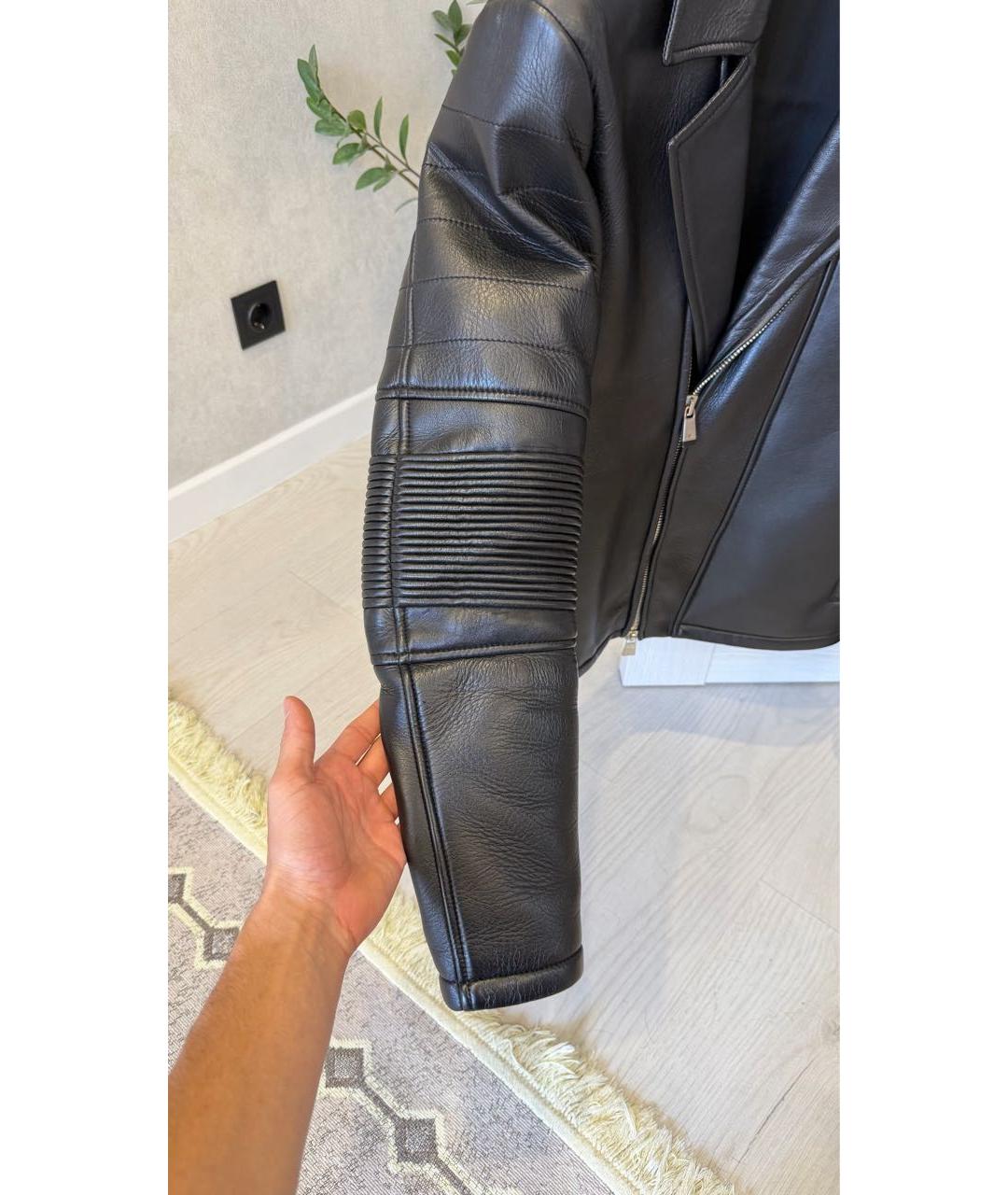 EMPORIO ARMANI Черная кожаная куртка, фото 4