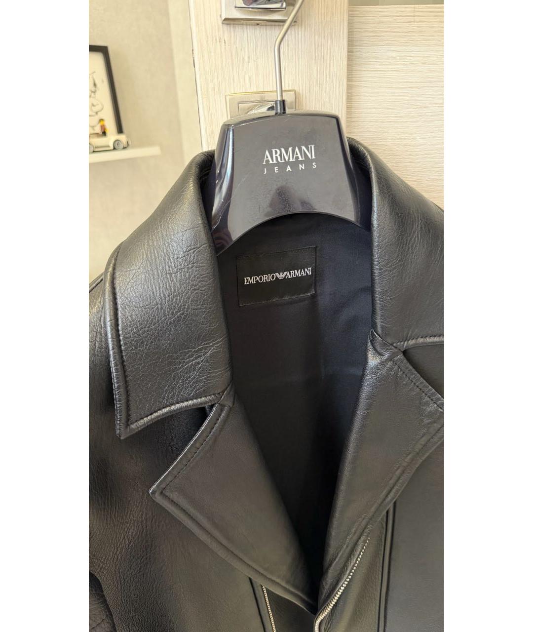 EMPORIO ARMANI Черная кожаная куртка, фото 8