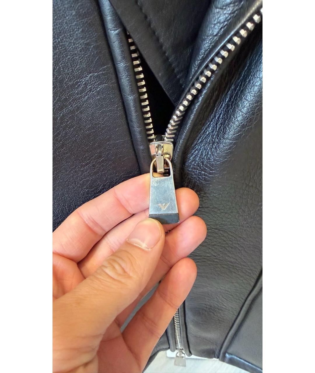 EMPORIO ARMANI Черная кожаная куртка, фото 5