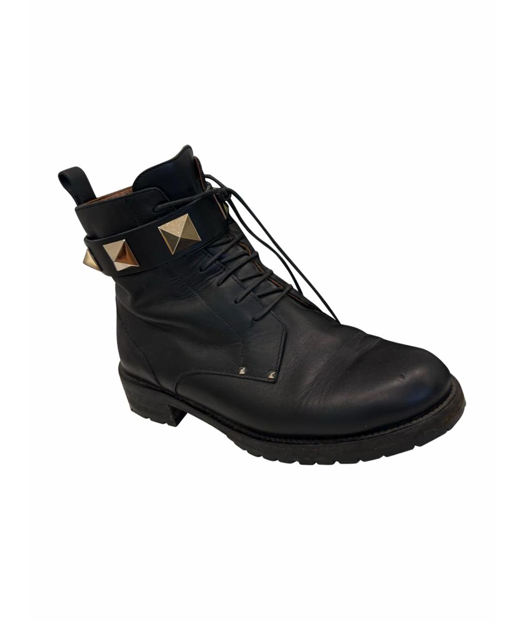 RED VALENTINO Черные кожаные ботинки, фото 1