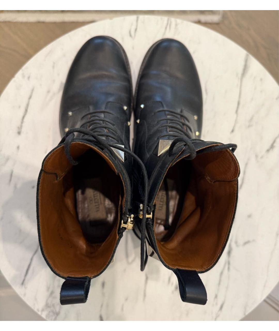 RED VALENTINO Черные кожаные ботинки, фото 3