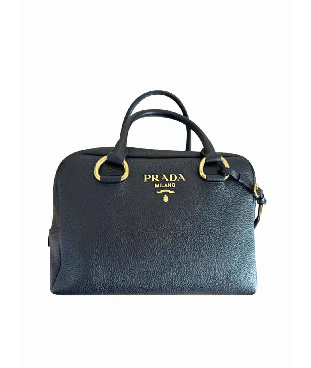 PRADA Черная кожаная сумка с короткими ручками, фото 1