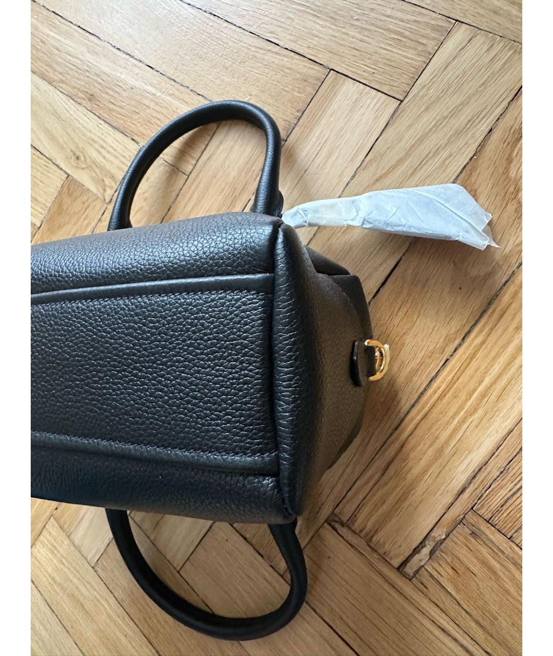 PRADA Черная кожаная сумка с короткими ручками, фото 5
