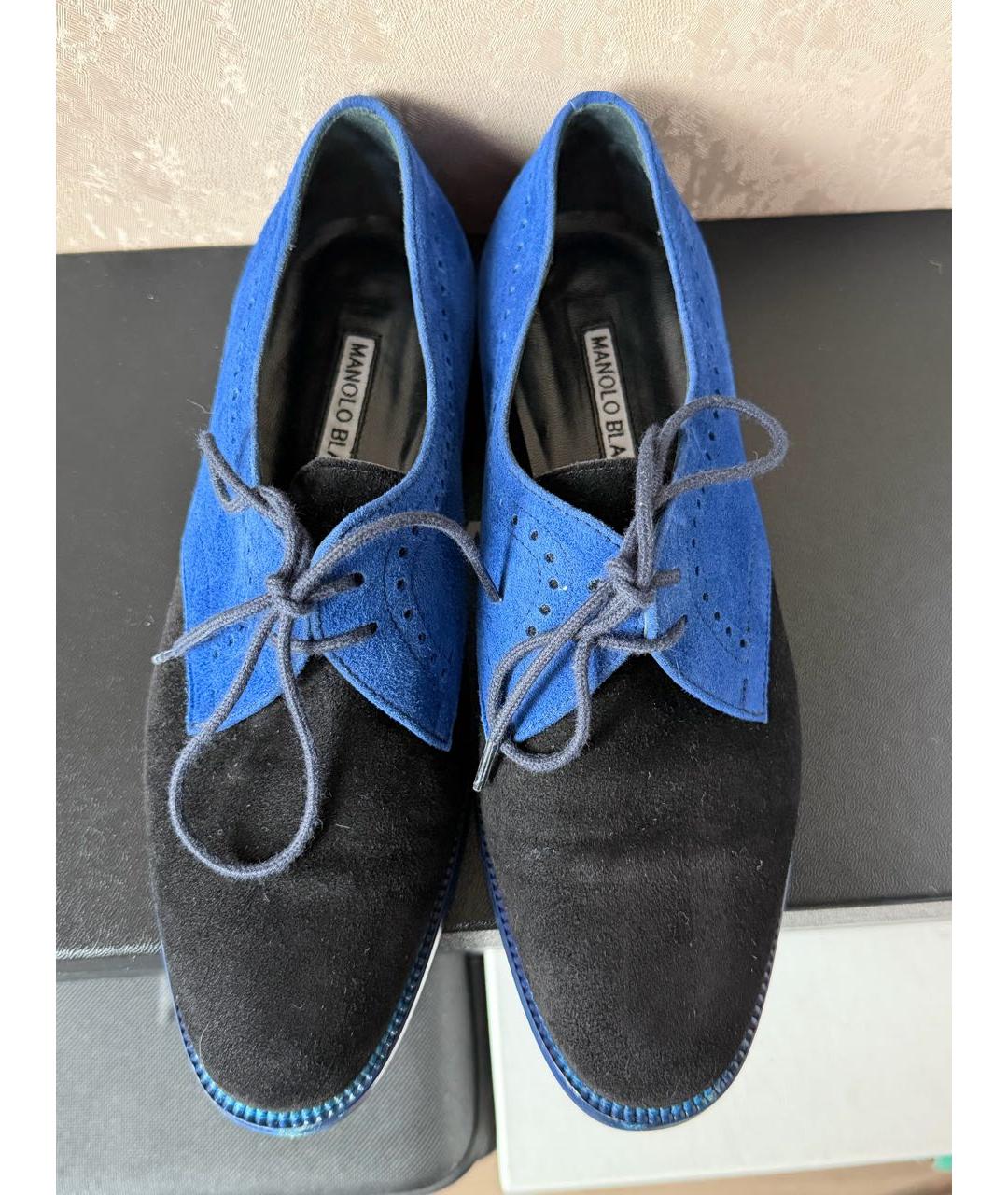 MANOLO BLAHNIK Темно-синие замшевые туфли, фото 2