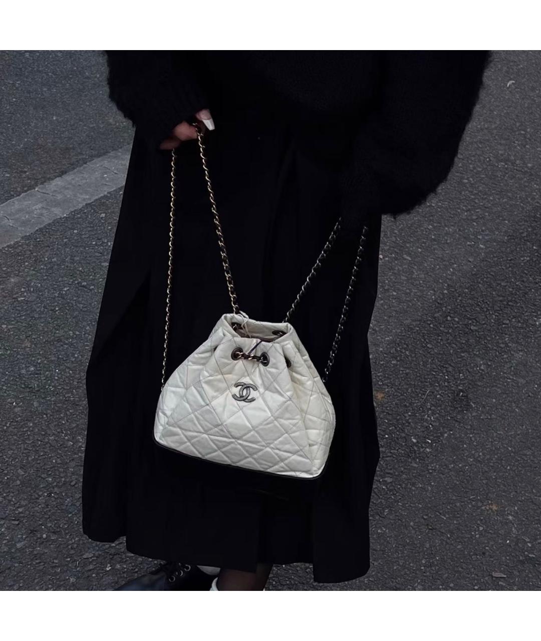 CHANEL Белый кожаный рюкзак, фото 8