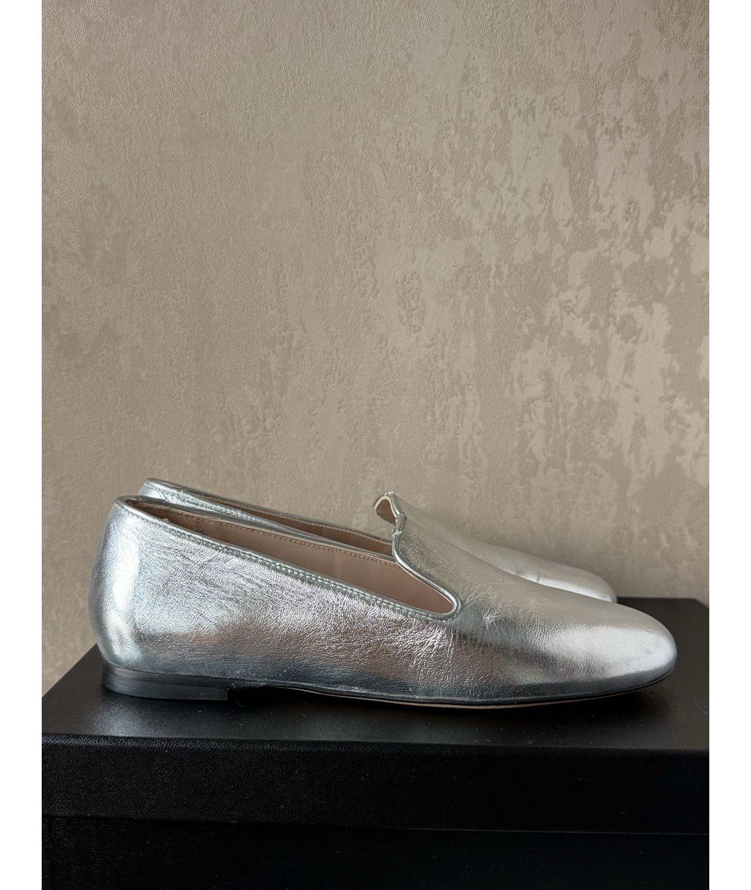 STUART WEITZMAN Серебряные кожаные лоферы, фото 6