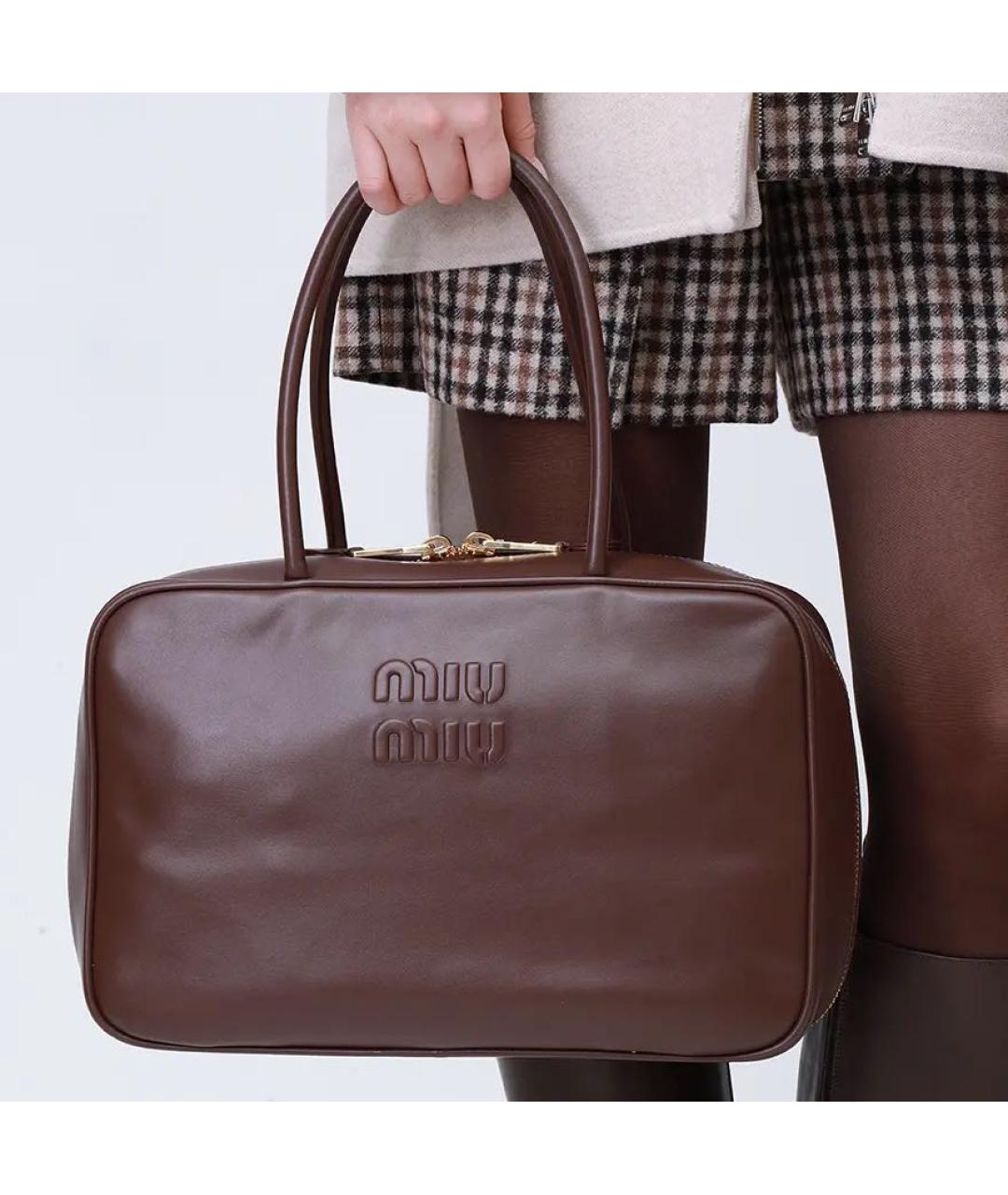 MIU MIU Коричневая кожаная сумка тоут, фото 5