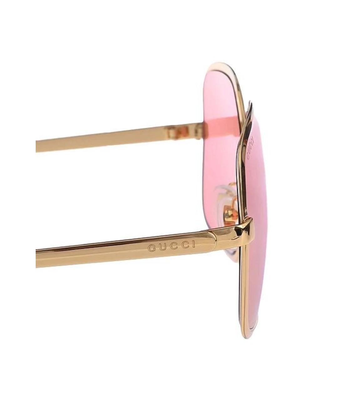 GUCCI Золотые металлические солнцезащитные очки, фото 2