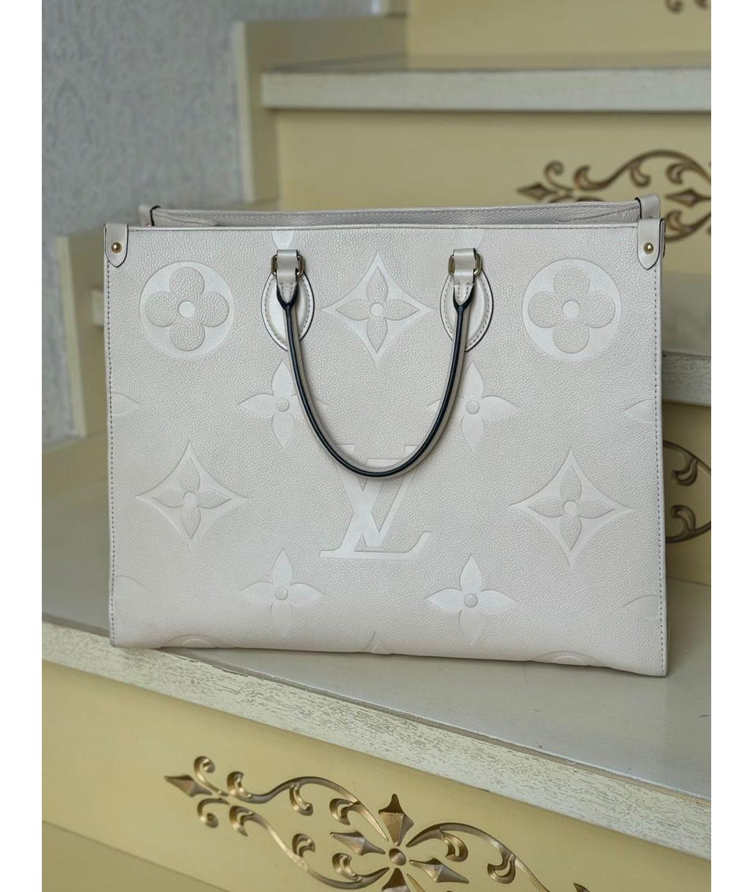 LOUIS VUITTON Белая кожаная сумка тоут, фото 3