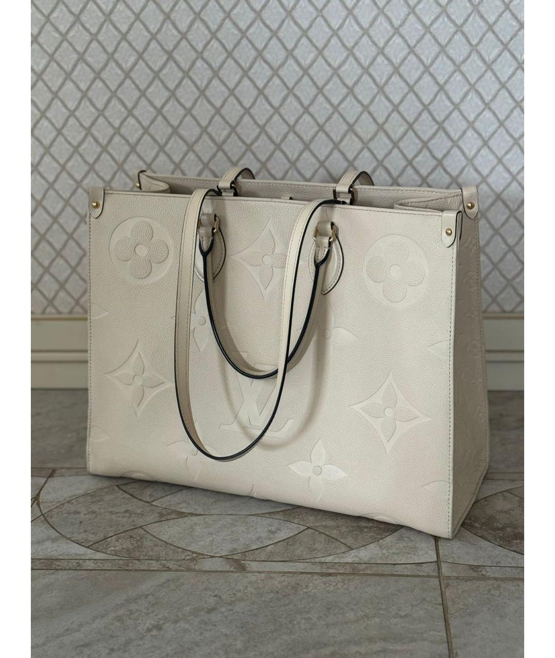 LOUIS VUITTON Белая кожаная сумка тоут, фото 7