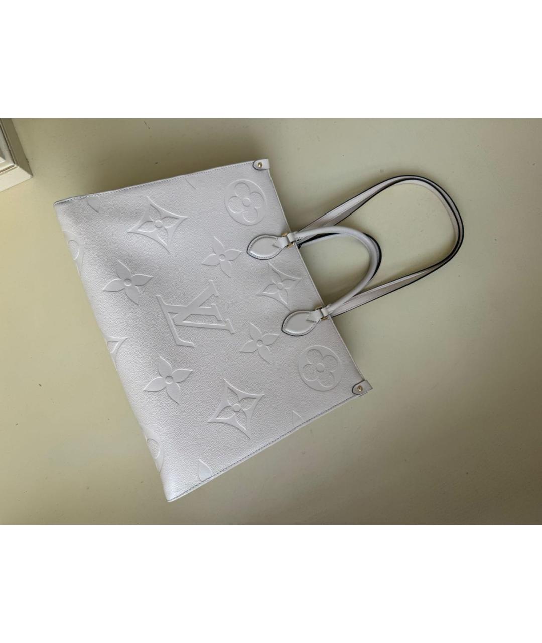 LOUIS VUITTON Белая кожаная сумка тоут, фото 5