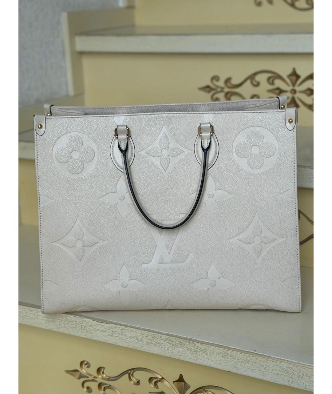 LOUIS VUITTON Белая кожаная сумка тоут, фото 9
