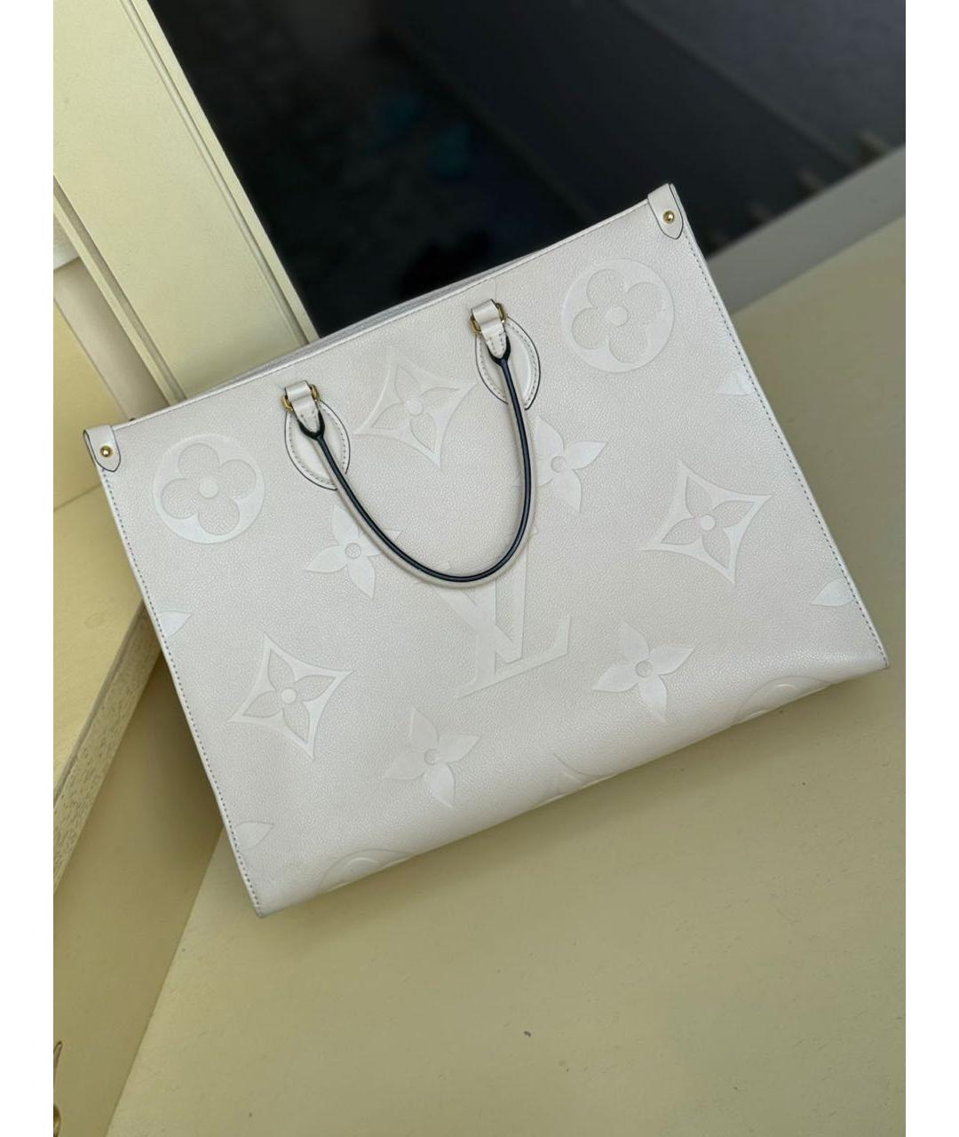 LOUIS VUITTON Белая кожаная сумка тоут, фото 4