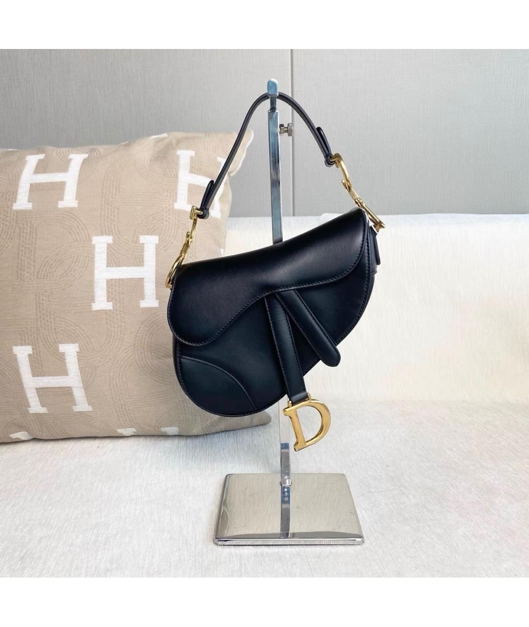 CHRISTIAN DIOR Черная кожаная сумка с короткими ручками, фото 6