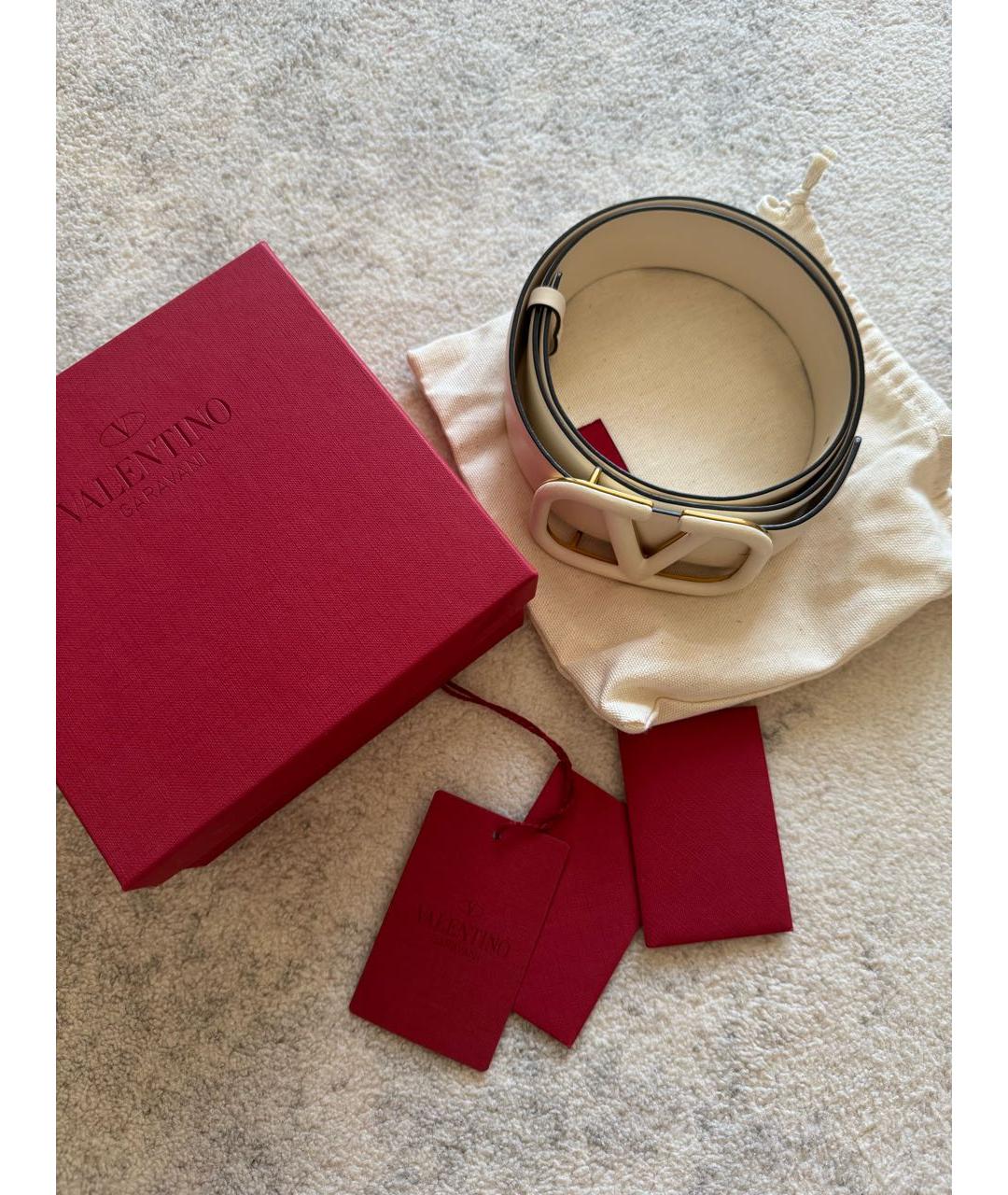 VALENTINO Белый кожаный ремень, фото 4