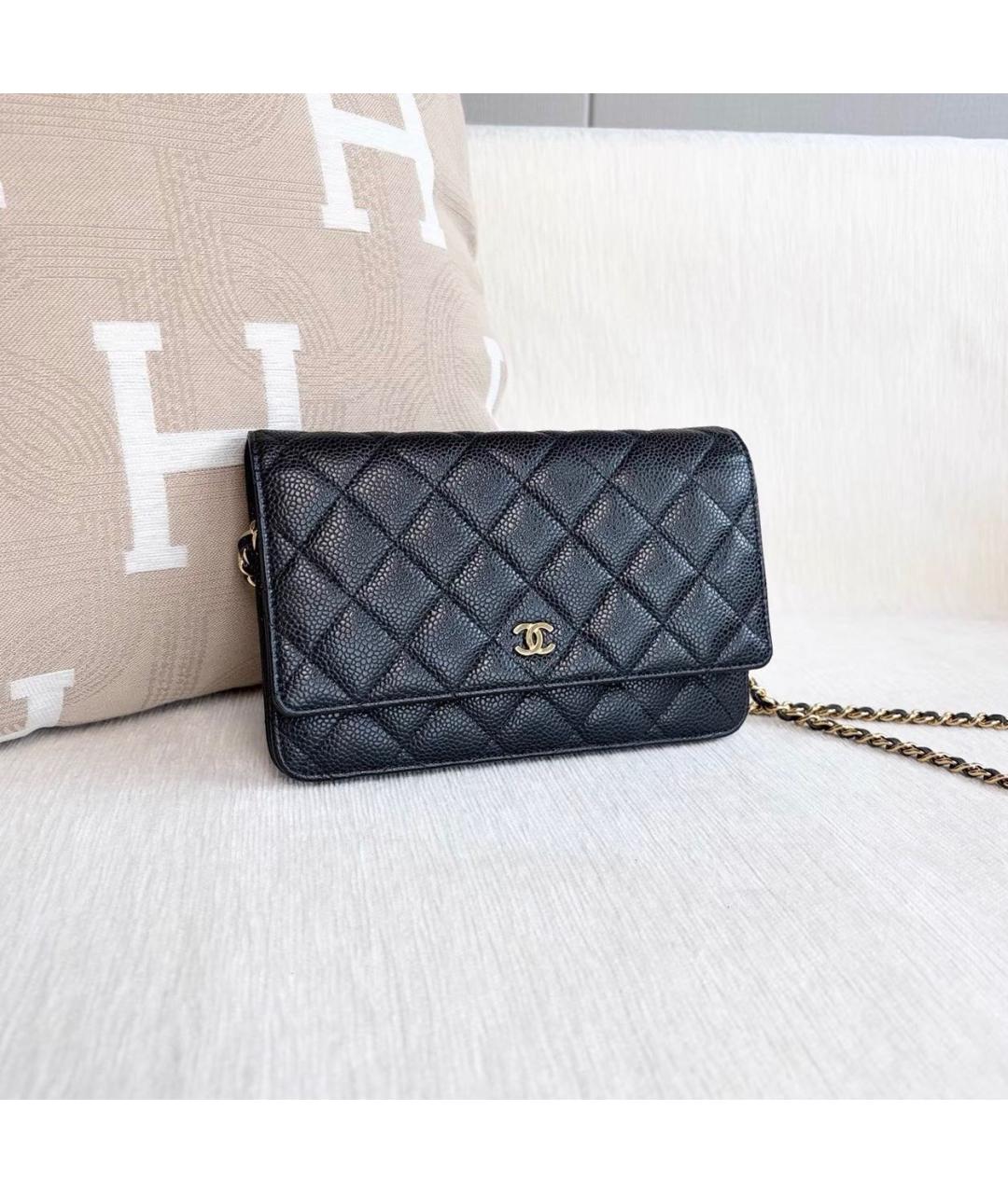 CHANEL Черная кожаная сумка через плечо, фото 6