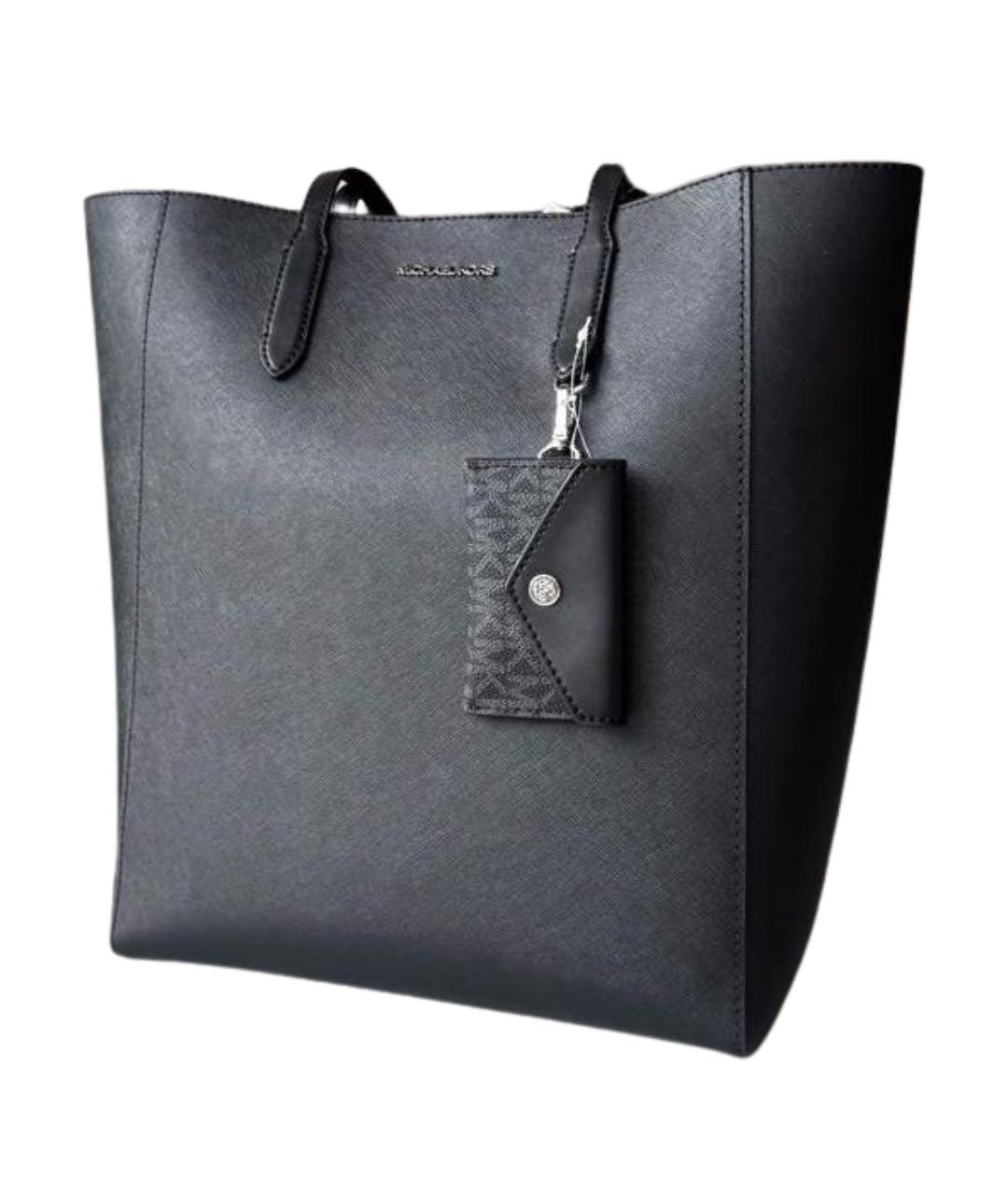 MICHAEL KORS Черная кожаная сумка тоут, фото 1