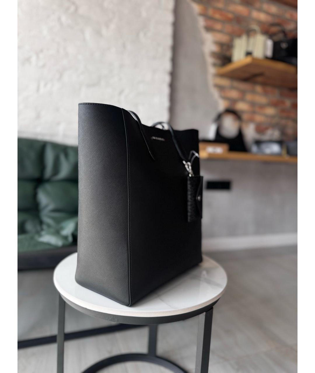 MICHAEL KORS Черная кожаная сумка тоут, фото 2