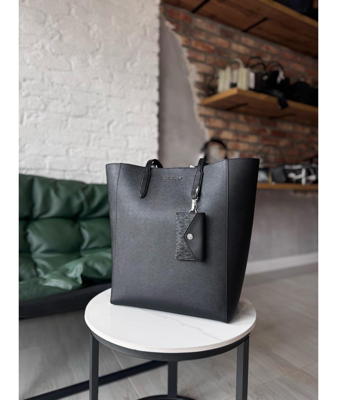 MICHAEL KORS Черная кожаная сумка тоут, фото 5