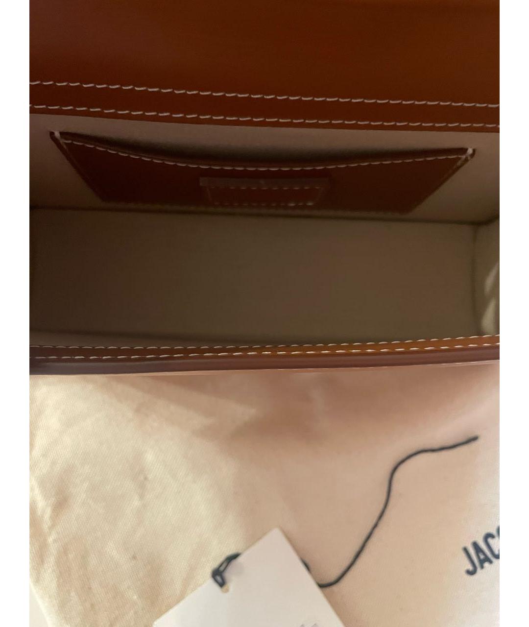 JACQUEMUS Коричневая кожаная сумка с короткими ручками, фото 4