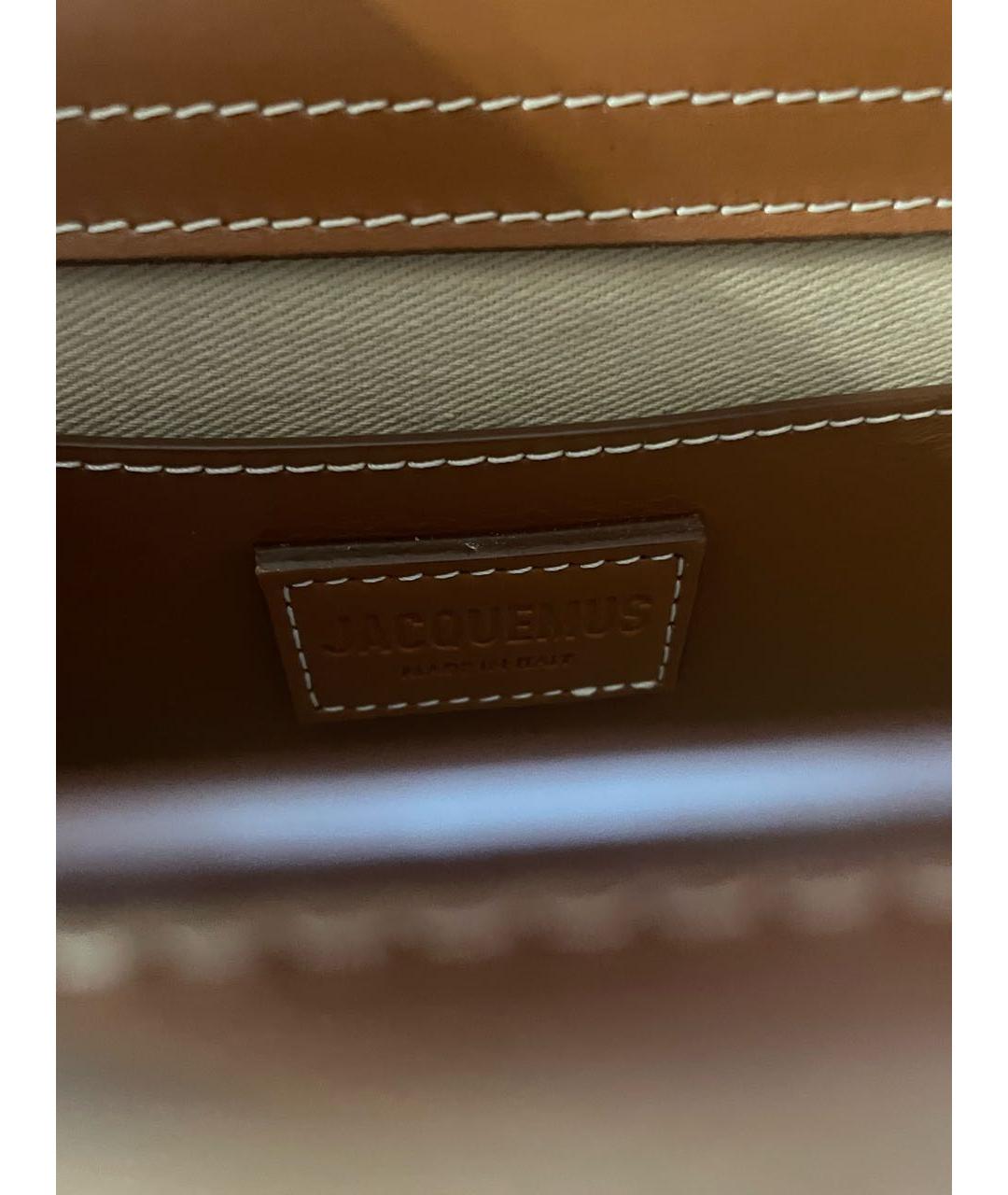 JACQUEMUS Коричневая кожаная сумка с короткими ручками, фото 8