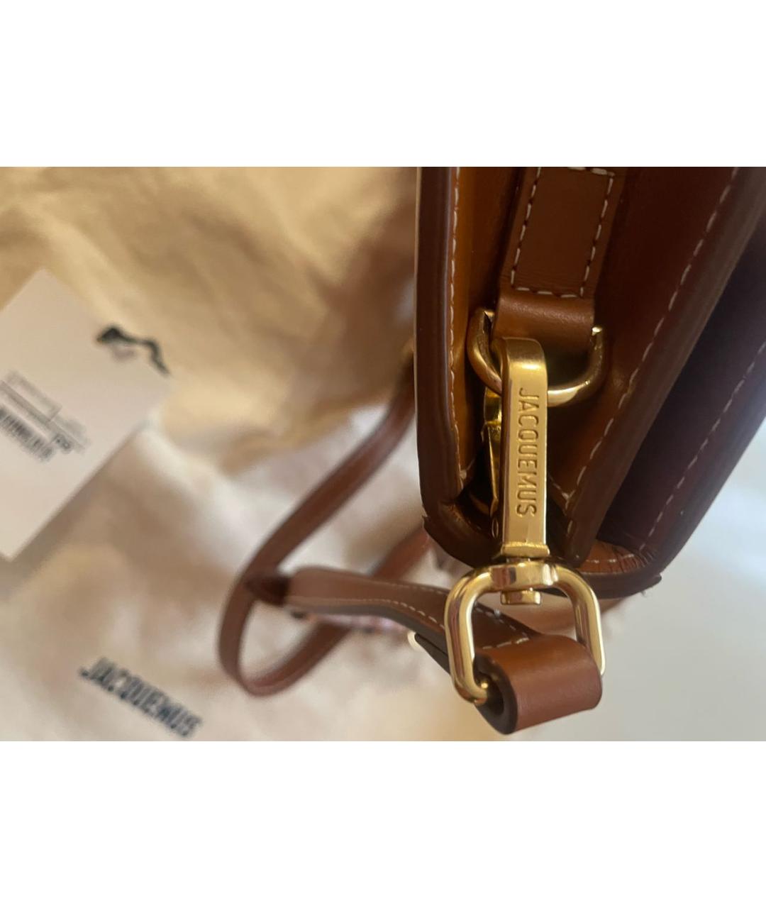 JACQUEMUS Коричневая кожаная сумка с короткими ручками, фото 7