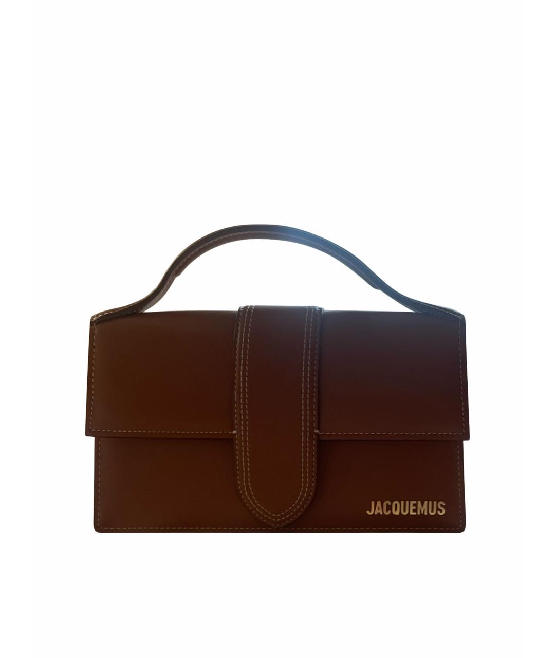 JACQUEMUS Коричневая кожаная сумка с короткими ручками, фото 1